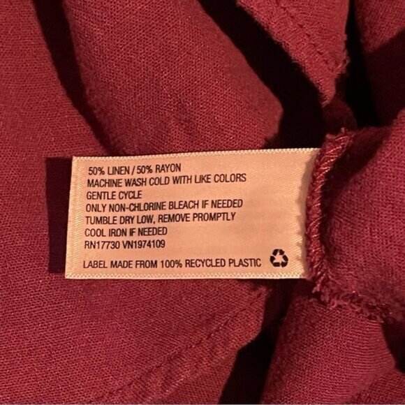 Wild Fable Babydoll Dress XS Mini Maroon Red Linen Rayon Cottagecore Sleeveless - Picture 5 of 8